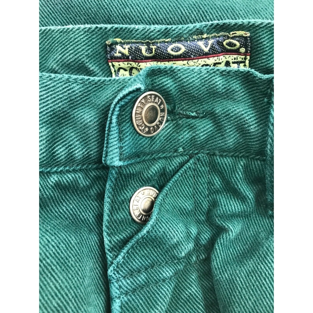 Vintage 90s High Rise Tapered Mom Jeans Womens 7/8 Green Nuovo County Seat 25x30 - Picture 11 of 12